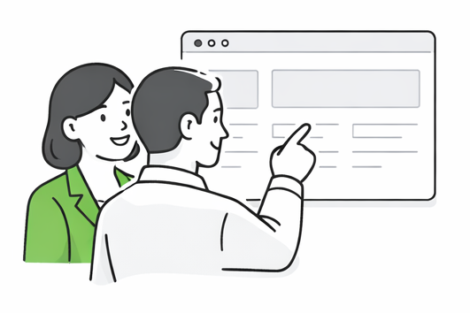 Line-art illustration representing business analysis and documentation.